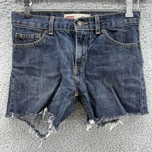 Levi's 505 Cutoff Jean Shorts Womens 14R 28W 4" Inseam‎ Distressed Mid Rise